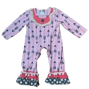 Lavish Pink Arrow Print Baby Romper Size 9-12 Months